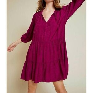Nation LTD Liza 3/4 sleeve trapeze Dress in Berry size small
